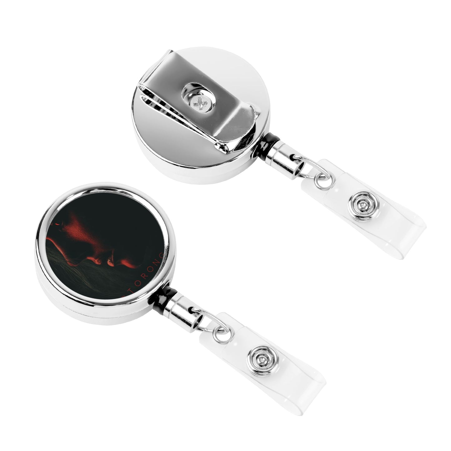 2 - Pack Metal Retractable Badge Holders - Unique Portrait Pattern, 360° Rotation, Durable and Portable