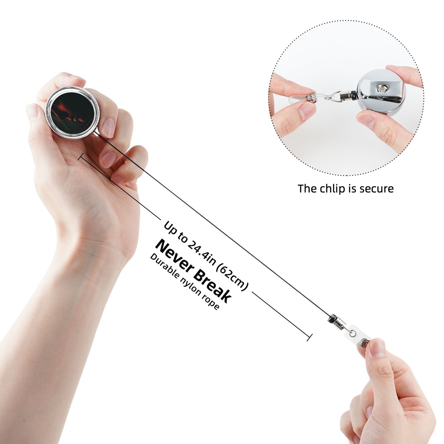2 - Pack Metal Retractable Badge Holders - Unique Portrait Pattern, 360° Rotation, Durable and Portable