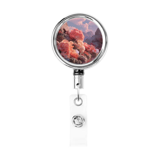 2 - Pack Metal Retractable Full - Size Badge Holders - With Artistic Patterns, Multi - Scene Application