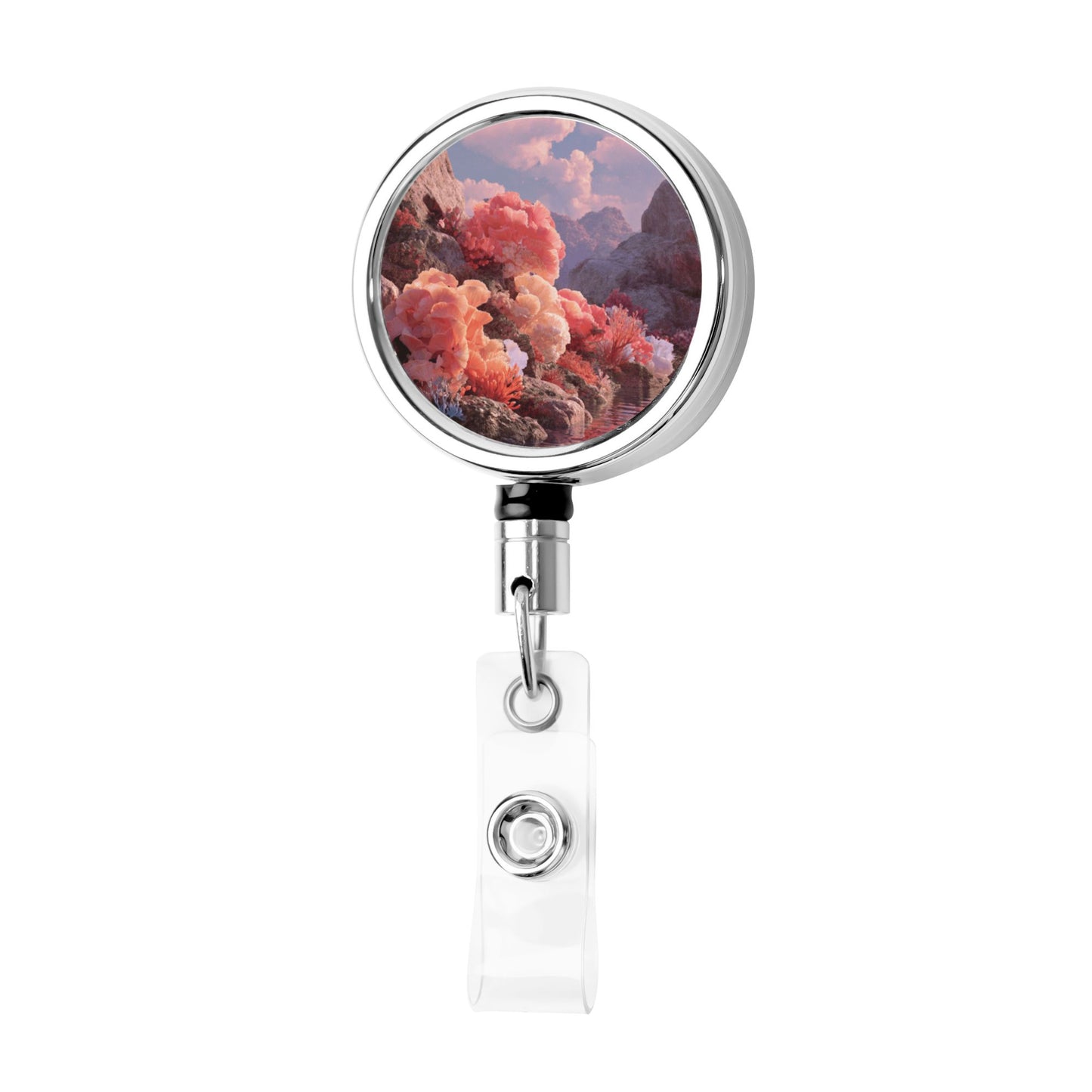 2 - Pack Metal Retractable Full - Size Badge Holders - With Artistic Patterns, Multi - Scene Application