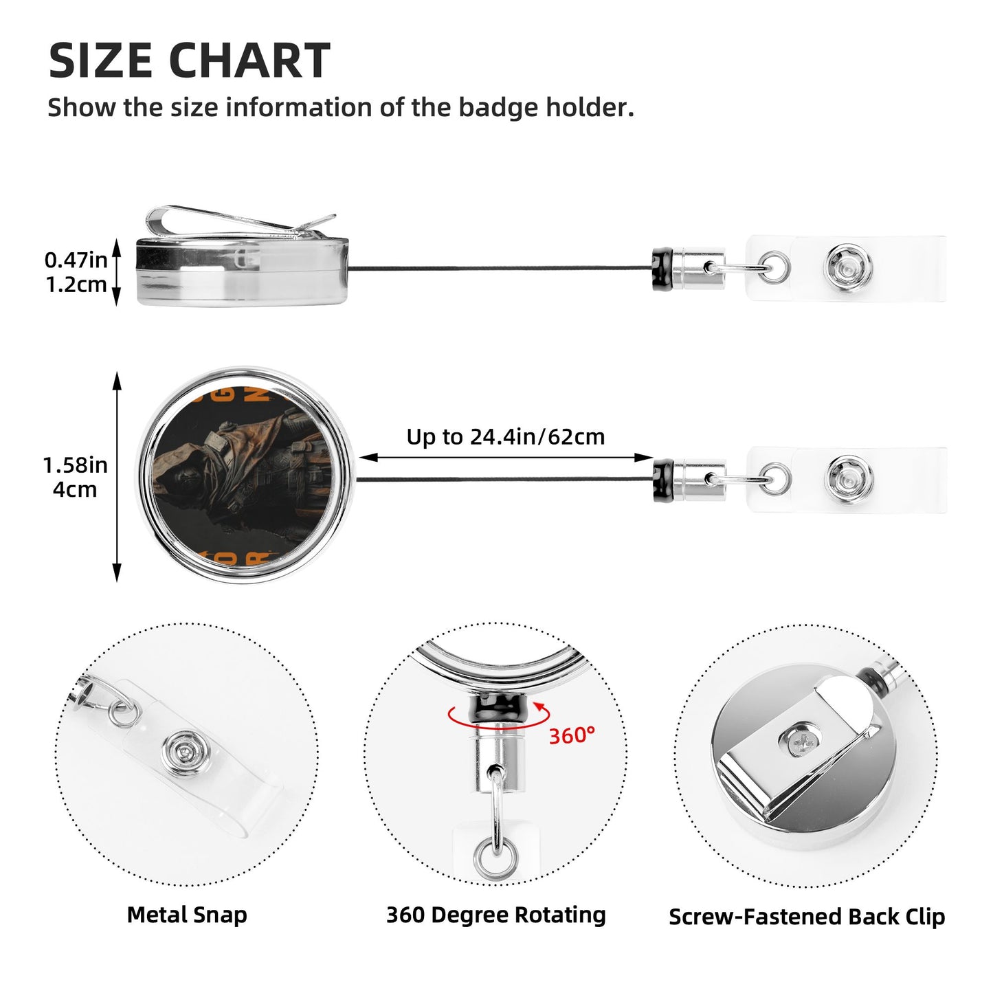 2 - Pack Metal Retractable Full - Size Badge Holders - Cool Character Pattern, 360° Rotation, Durable and Portable