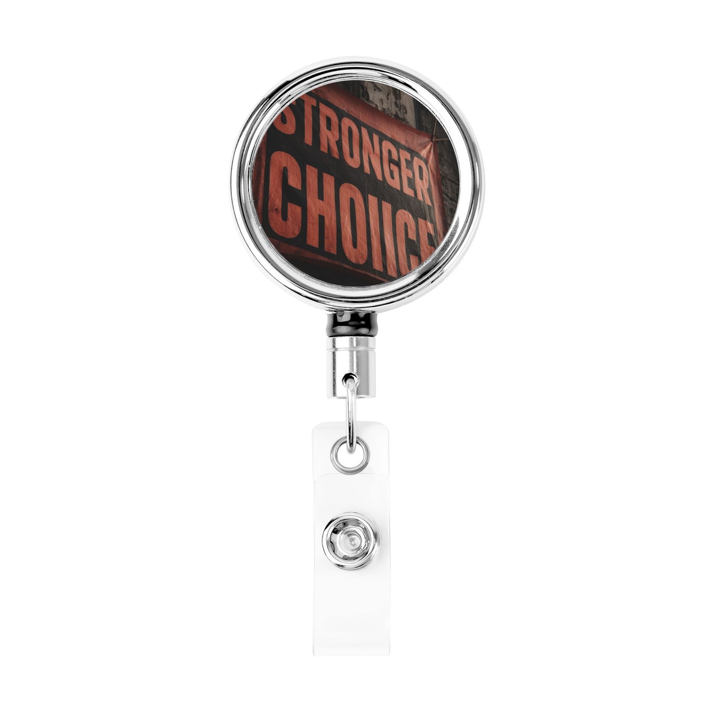 2 - Pack Metal Retractable Full - Size Badge Holders - “STRONGER CHOICE” Pattern, Durable & Portable, 360° Rotation