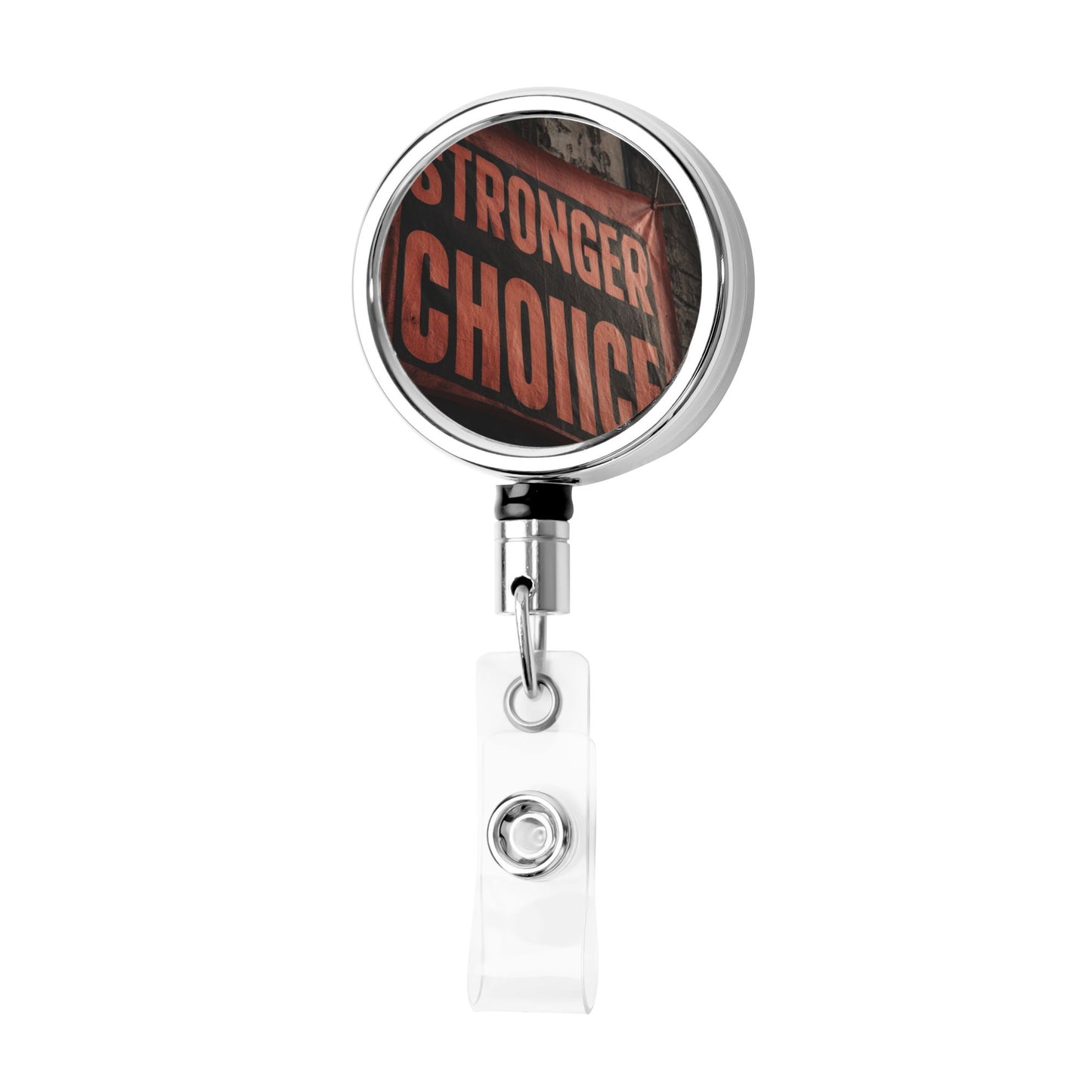 2 - Pack Metal Retractable Full - Size Badge Holders - “STRONGER CHOICE” Pattern, Durable & Portable, 360° Rotation