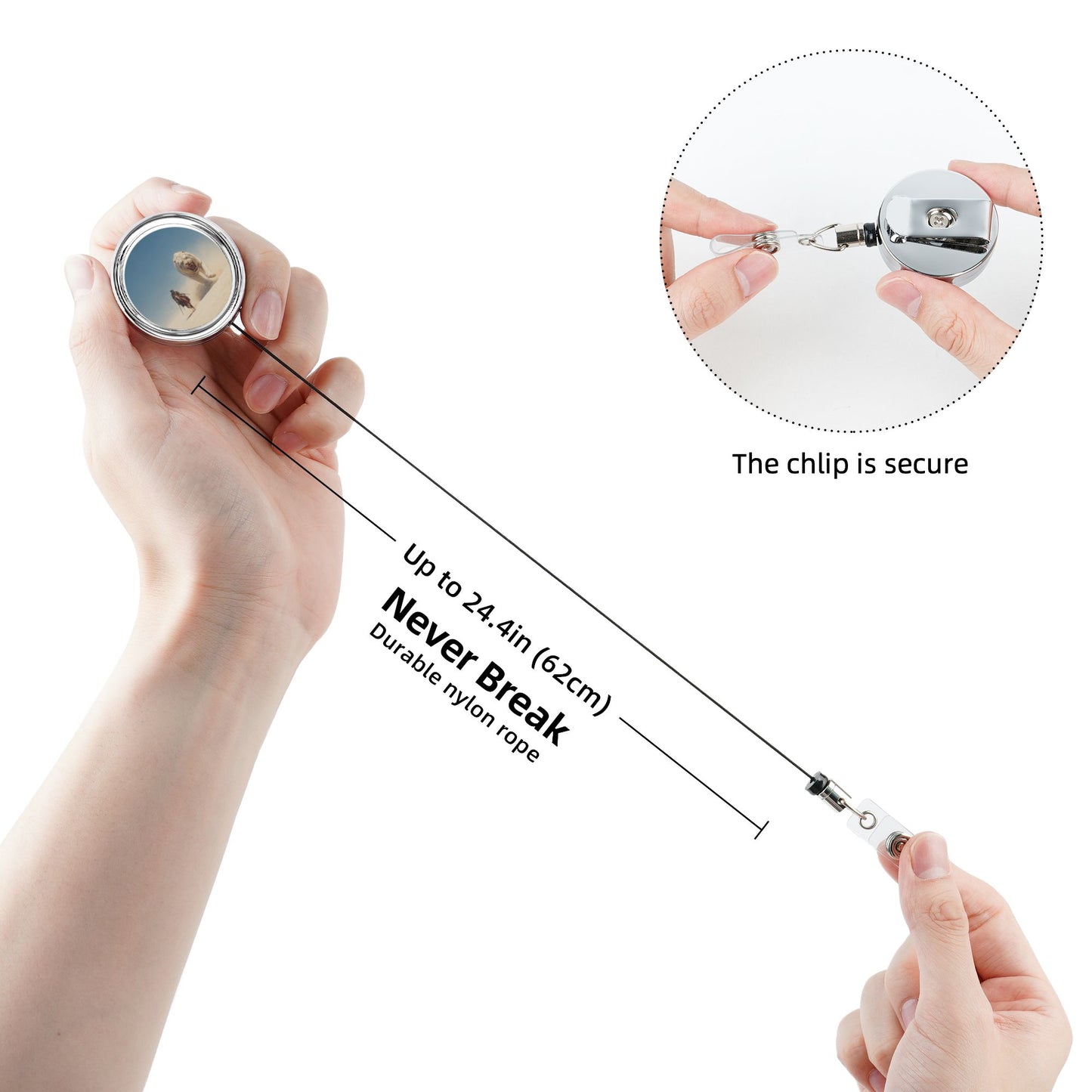 2 - Pack Metal Retractable Badge Holders - Desert Warrior & White Tiger Pattern, 360° Rotation, Durable & Portable